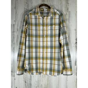 North Face Mens Hayden Pass 2.0 Shirt Size Medium Gray Yellow Plaid 100% Cotton